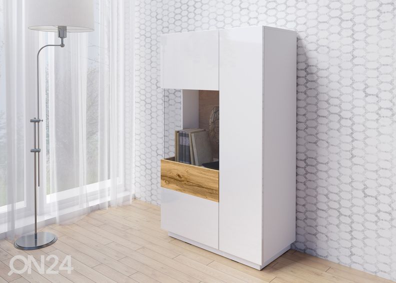 Vitriinkapp valge/tamm, vasakpoolne suurendatud