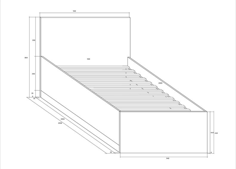 Voodi 90x200 cm suurendatud