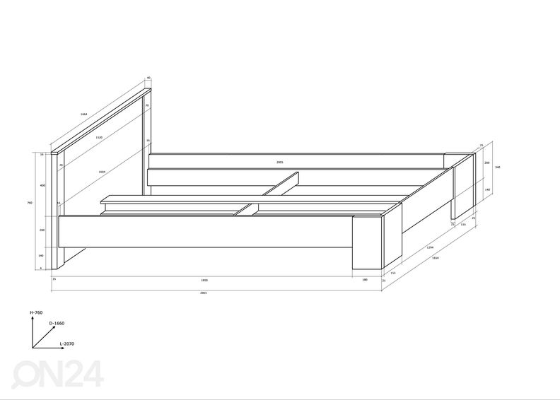 Voodi Bally 160x200 cm suurendatud