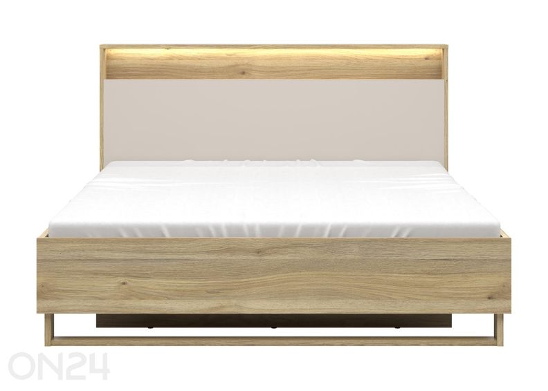 Voodi Dalva LED-valgustuse ja pesukastiga 160x200 cm suurendatud