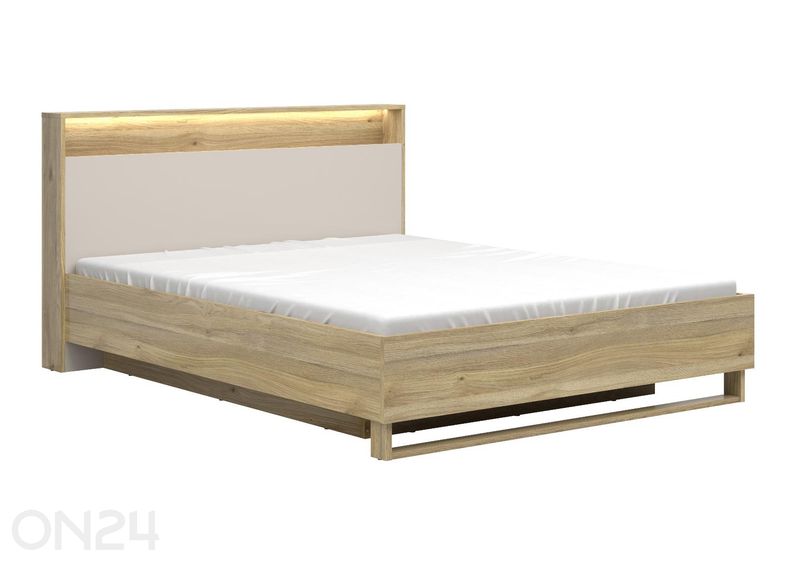 Voodi Dalva LED-valgustuse ja pesukastiga 160x200 cm suurendatud