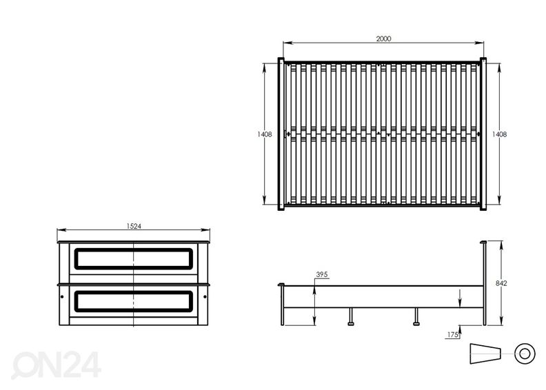 Voodi Dorthe 140x200 cm suurendatud