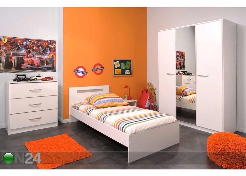 Voodi Evo 90x200 cm valge suurendatud