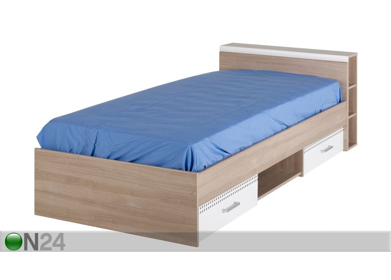Voodi Giga 90x200 cm koos voodipeatsi riiuliga suurendatud