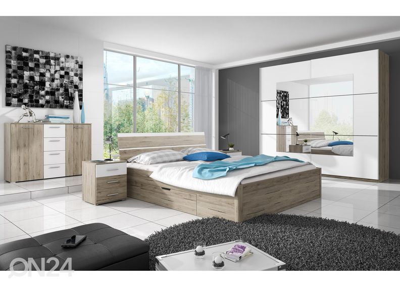 Voodi pesukastidega 160x200 cm suurendatud