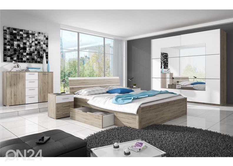 Voodi pesukastidega 160x200 cm suurendatud