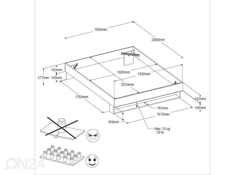 Voodi Stamp 160x200 cm suurendatud