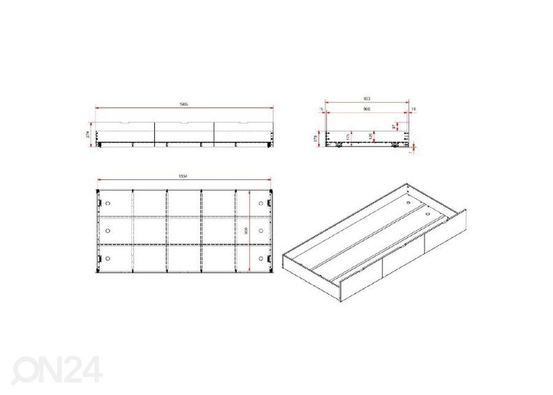 Voodialune sahtel Margrit, valge suurendatud