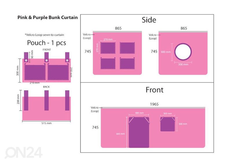 Voodikardin Pino Bella 90x200 cm suurendatud