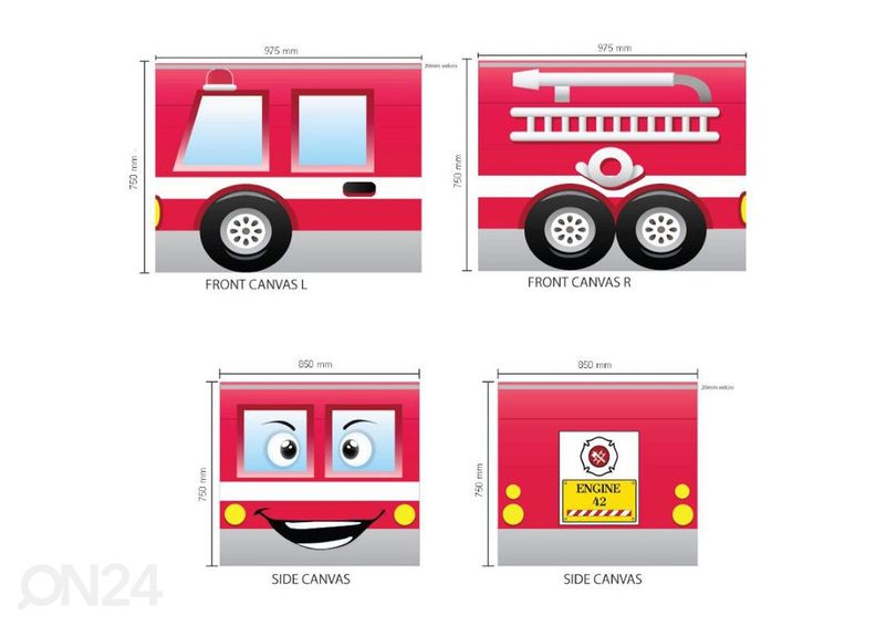 Voodikardin Pino Fire Rescue 90x200 cm suurendatud