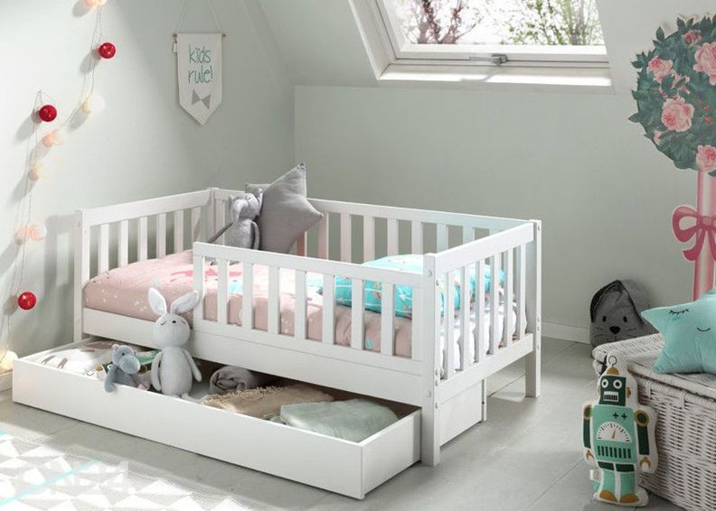 Voodikast Toddler, valge suurendatud