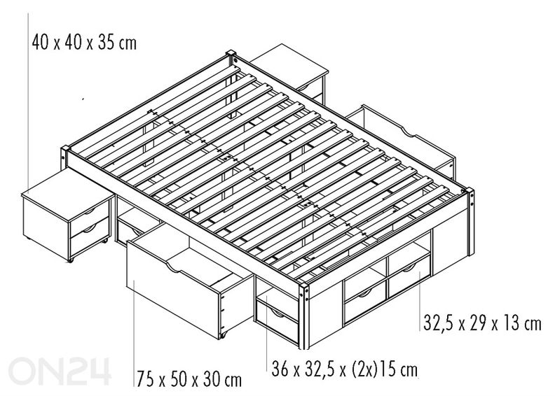 Voodikomplekt Claas 140x200 cm suurendatud