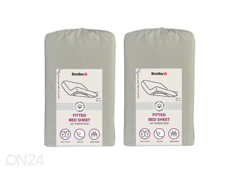 Voodilina kummiga Bradley, 90x200x25 cm, tekstiilist kotis, 2 tükki suurendatud