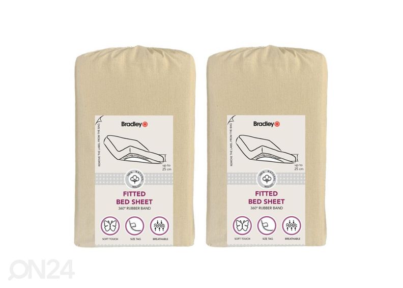 Voodilina kummiga Bradley, 90x200x25 cm, tekstiilist kotis, 2 tükki suurendatud