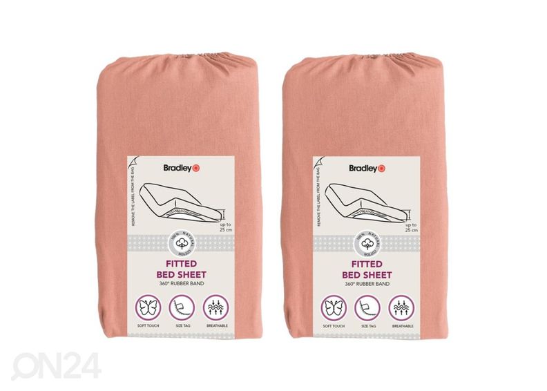 Voodilina kummiga Bradley, 90x200x25 cm, tekstiilist kotis, 2 tükki suurendatud