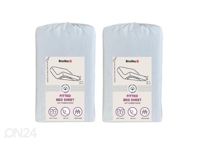 Voodilina kummiga Bradley, 90x200x25 cm, tekstiilist kotis, 2 tükki suurendatud