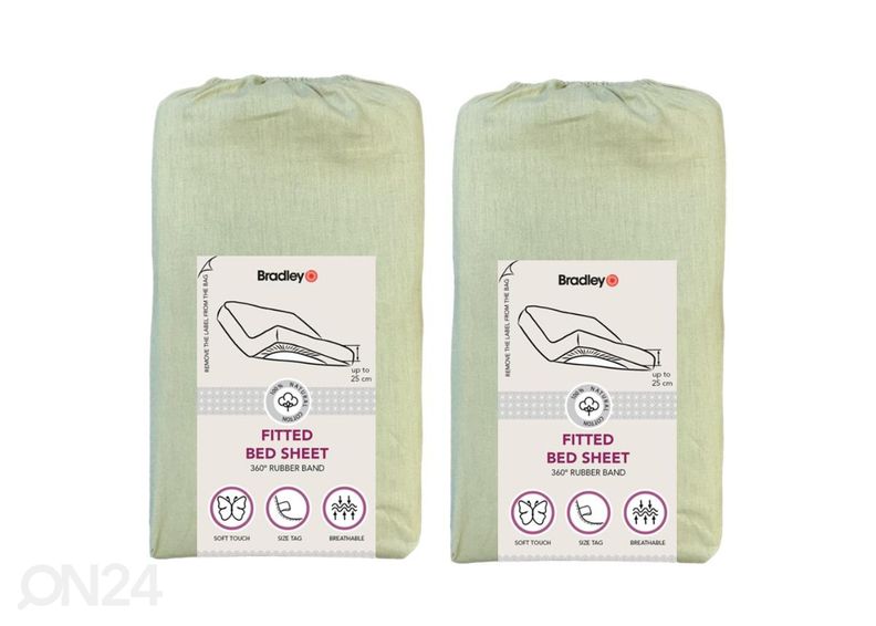 Voodilina kummiga Bradley, 90x200x25 cm, tekstiilist kotis, 2 tükki suurendatud