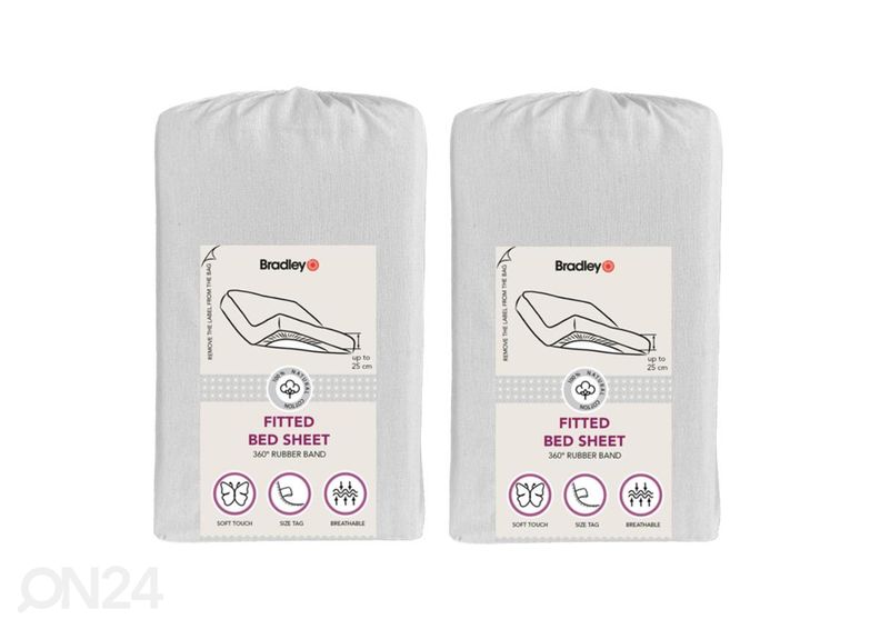 Voodilina kummiga Bradley, 90x200x25 cm, tekstiilist kotis, 2 tükki suurendatud