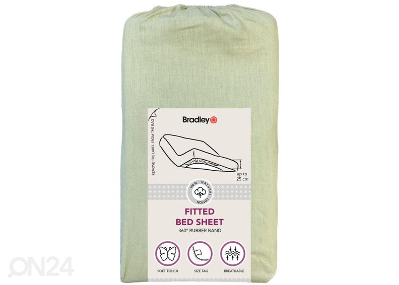 Voodilina kummiga Bradley, 90x200x25 cm, tekstiilist kotis suurendatud