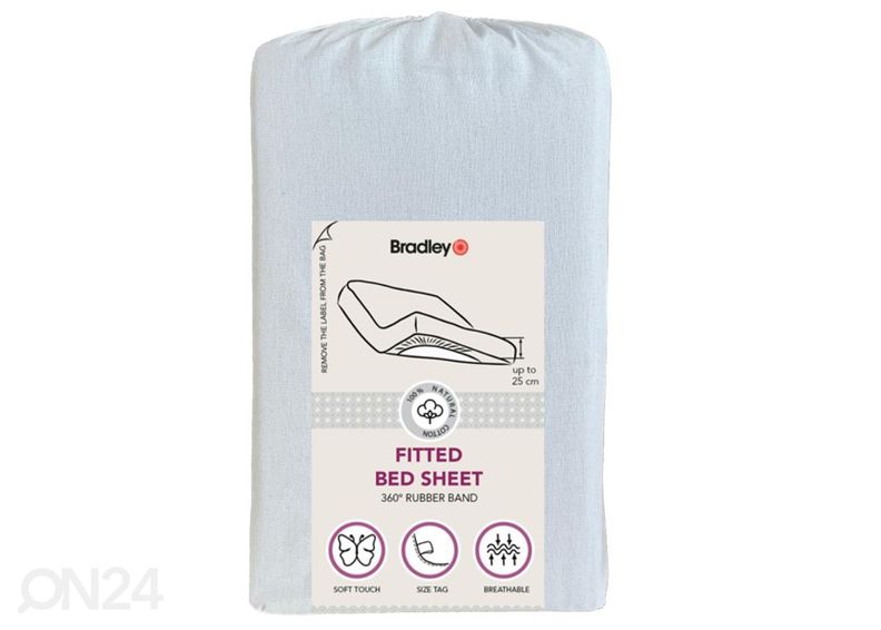 Voodilina kummiga Bradley, 90x200x25 cm, tekstiilist kotis suurendatud