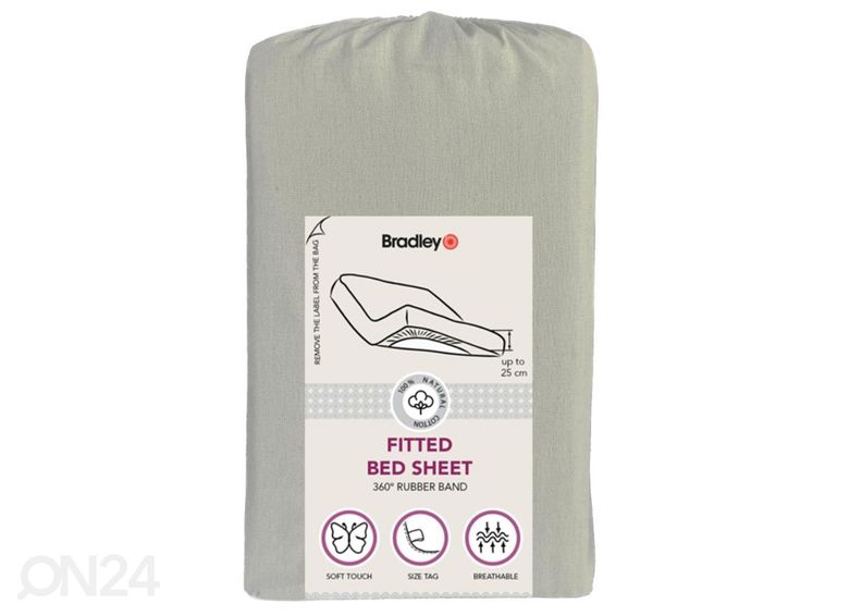 Voodilina kummiga Bradley, 90x200x25 cm, tekstiilist kotis suurendatud