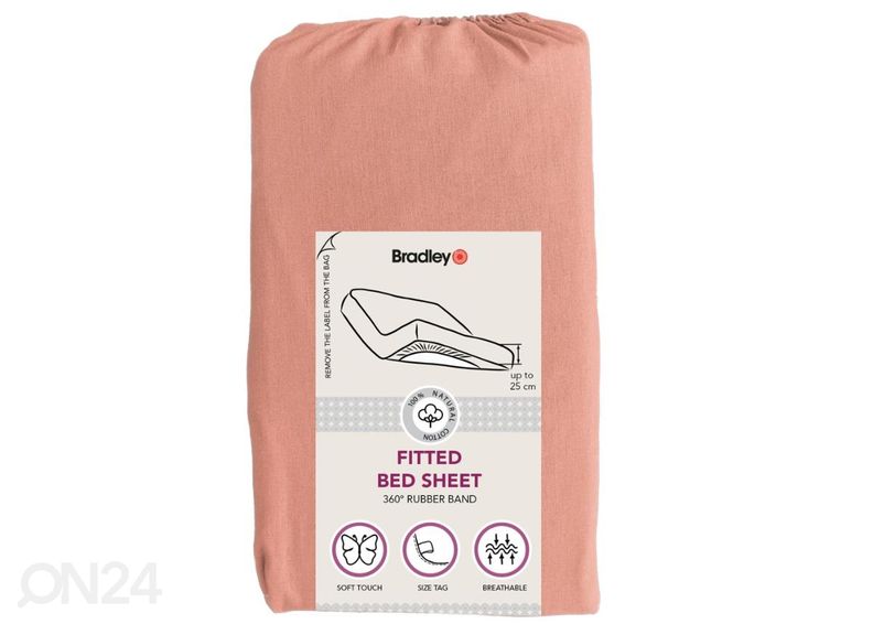 Voodilina kummiga Bradley, 90x200x25 cm, tekstiilist kotis suurendatud