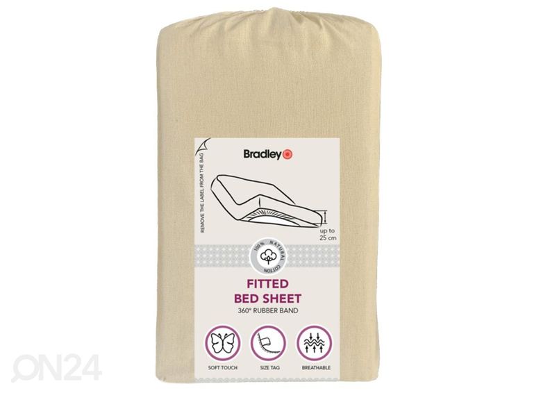 Voodilina kummiga Bradley, 90x200x25 cm, tekstiilist kotis suurendatud