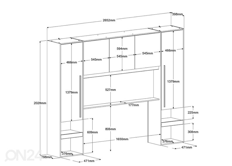 Voodipeats-kapp Bridge + LED suurendatud