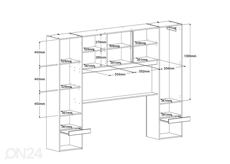 Voodipeats-kapp Bridge + LED suurendatud