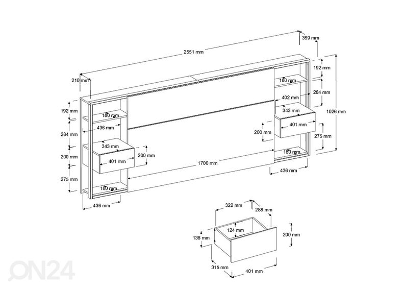 Voodipeatsi riiul Stamp suurendatud