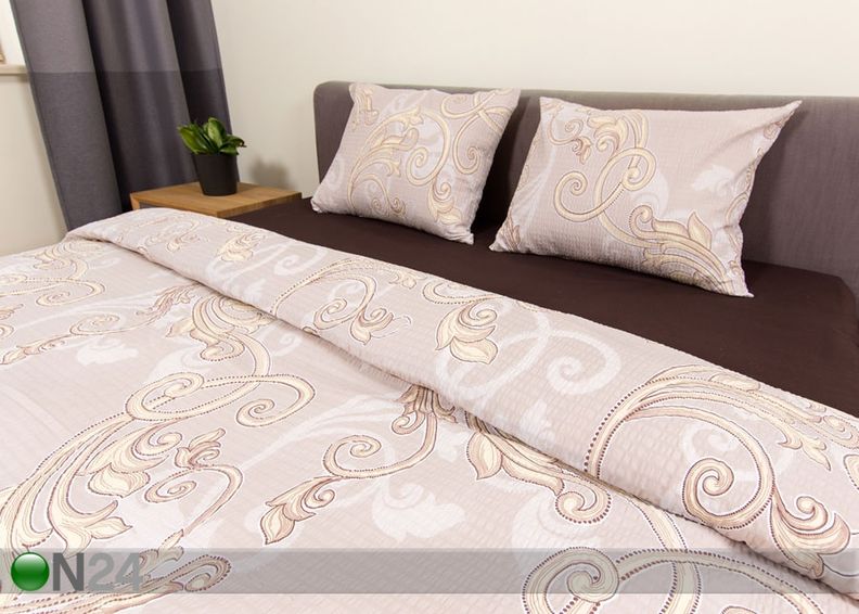 Voodipesukomplekt kortsukangast Beige 220x210 cm suurendatud