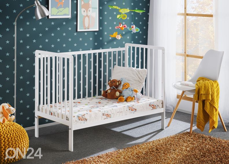 Võrevoodi Cypi II koos madratsiga 60x120 cm, valge suurendatud