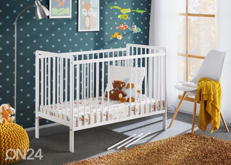 Võrevoodi Cypi II koos madratsiga 60x120 cm, valge suurendatud