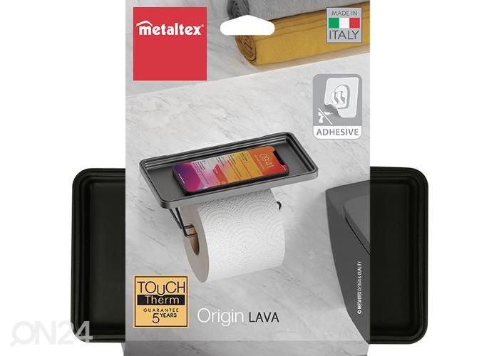 WC-paberi ja mobiilihoidja Origin-Ufix, 22x11x8 cm, must suurendatud