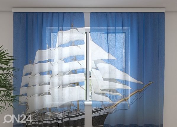 Šifoon-fotokardin White Sailing-ship 240x220 cm