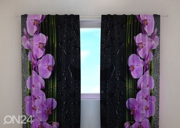 Poolpimendav kardin Orchids on black 240x220 cm