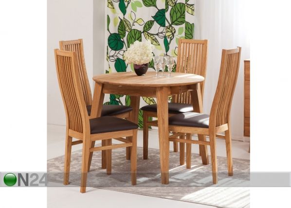 Tammepuust pikendatav söögilaud Basel 90-130x90 cm+ 4 tooli Sandra