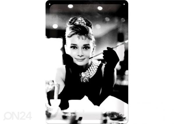 Retro metallposter Breakfast at Tiffany´s Audrey