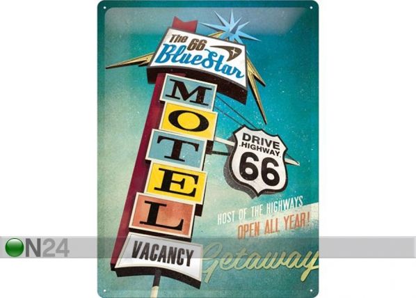 Retro metallposter The 66 Blue Star Motel 30x40cm