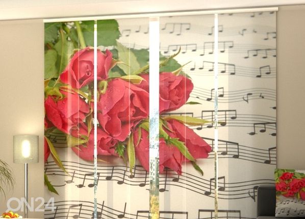 Läbipaistev paneelkardin Roses and Notes 240x240 cm