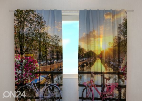 Läbipaistev kardin Beautiful sunrise over Amsterdam 240x220 cm