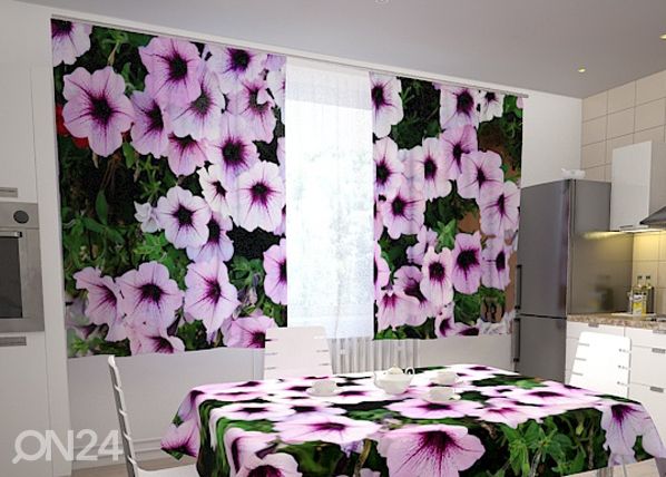 Läbipaistev kardin White petunias 200x120 cm