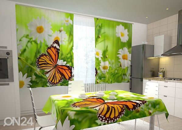 Läbipaistev kardin Butterfly and camomiles 200x120 cm