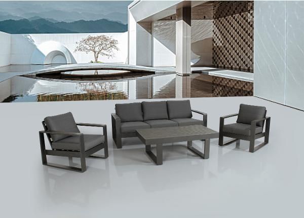 Aiamööbli komplekt Alicante 2tooli+diivan+laud tumehall