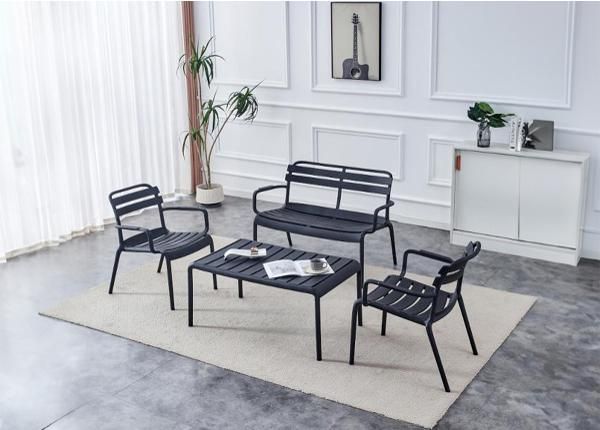 Aiamööbli komplekt Costa 2 tooli+laud+diivan must