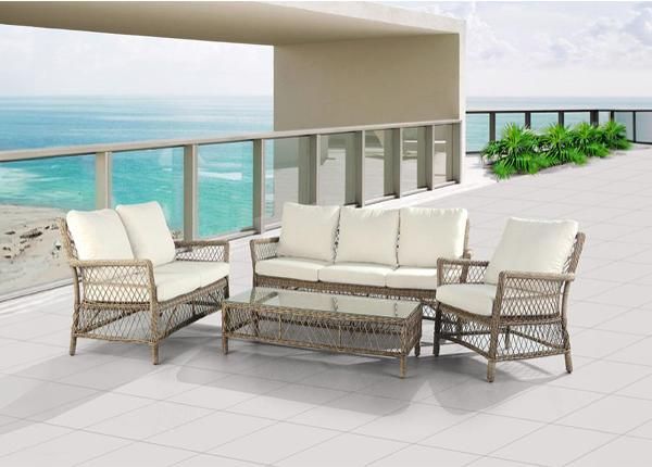 Aiamööbli komplekt Picante laud+tool+2 diivanit helebeež/pruun