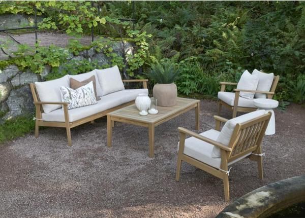 Aiamööbli komplekt Zamora laud+2 tooli+diivan, kreem