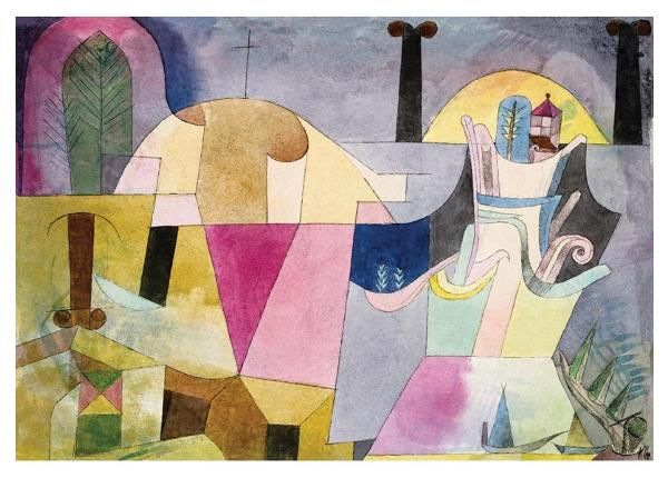 Fliis fototapeet Black Columns in a Landscape (1919) by Paul Klee 416x254 cm