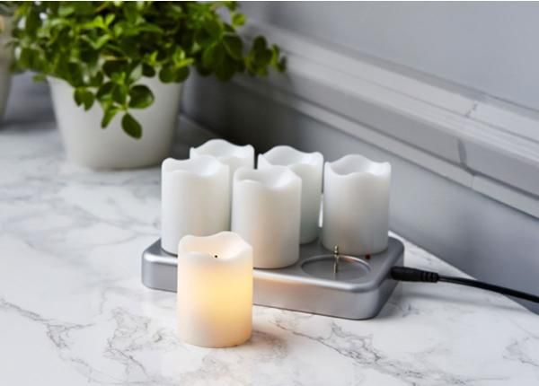 LED küünalde komplekt Chargeme 6 tk, valge