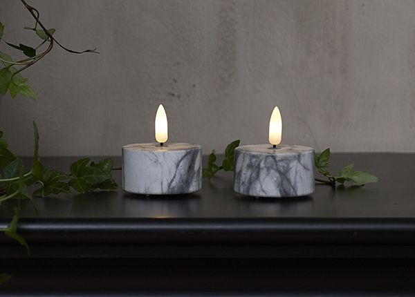 LED küünalde komplekt Flamme Marble 2tk